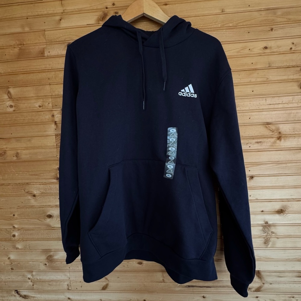 Adidas Hoodie Black Men's Size XL NWT Recycled Materials Sustainable Casual Core